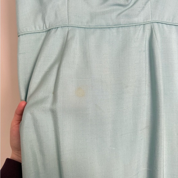 Vintage 50s 60s Baby Blue Hand Beaded Sheath Dress Lace Rhinestone Cocktail M/L - Picture 11 of 16